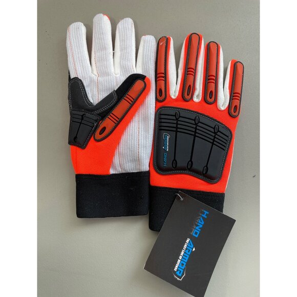 Hand Armour Premium Mechanics Gloves Unlined White Orange Black Large Work NEW - Picture 4 of 6